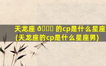 天龙座 🐛 的cp是什么星座(天龙座的cp是什么星座男)